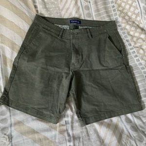 Hunter Green Flat Front Shorts